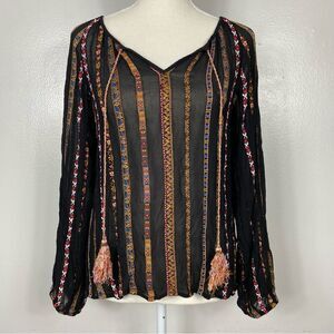 Sundance sheer embroidered blouse sz XS
